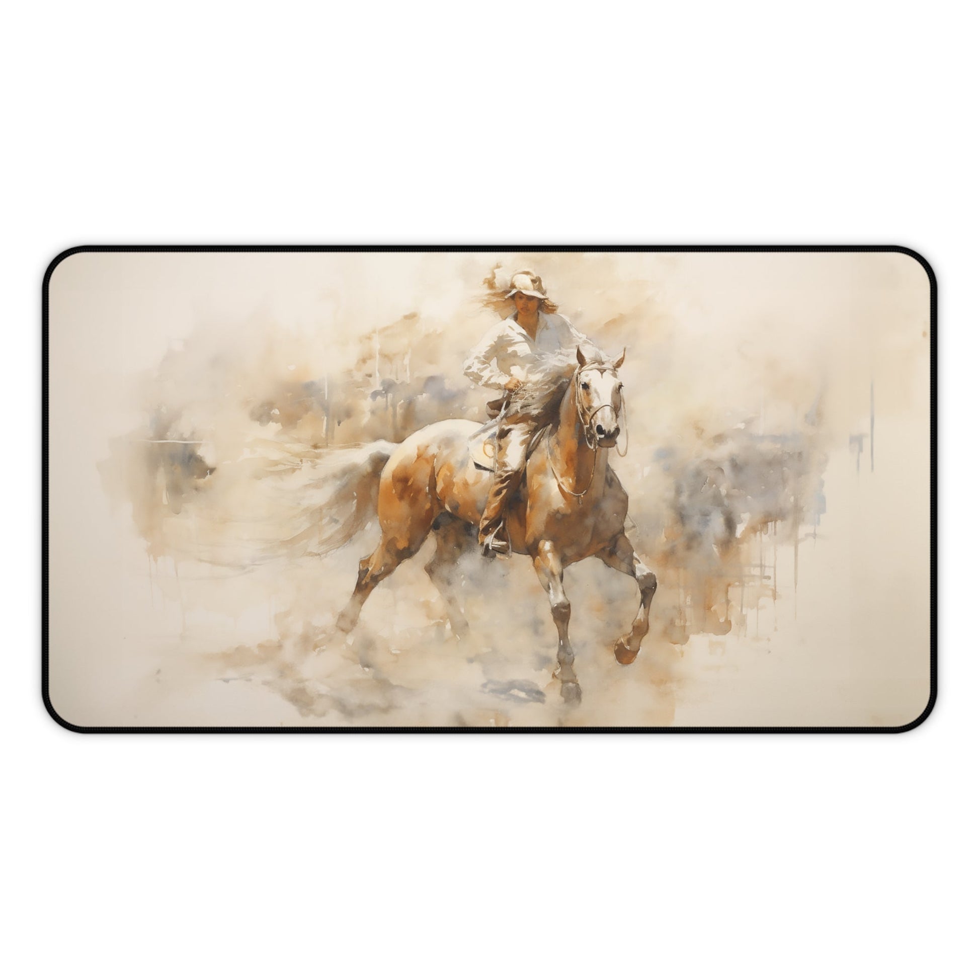 Horse MousePad / Desk Mat, Horse in Training, Beautiful Watercolor XL Desk Mat - Love of Horses, Gift for Horse Person, Horse Trainer Gift - FlooredByArt