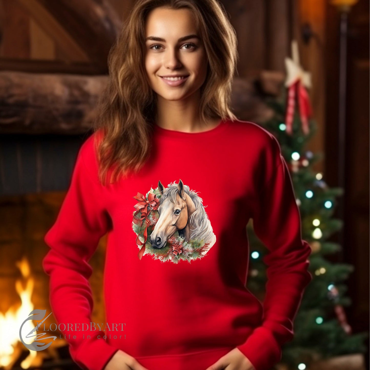Horse Shirt, Holiday Christmas Sweater, Horse Lover Sweatshirt - FlooredByArt