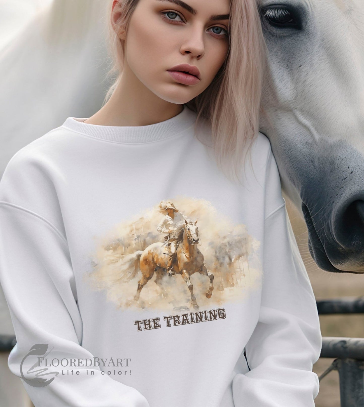 Horse Trainer Sweatshirt - "The Training" Sweater, A Horse and Rider Learning Trust - FlooredByArt