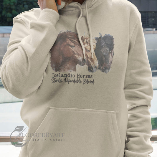 Icelandic Horses Hoodie, Icelandic Horse Owners, Icelandic Horse Watercolor - FlooredByArt