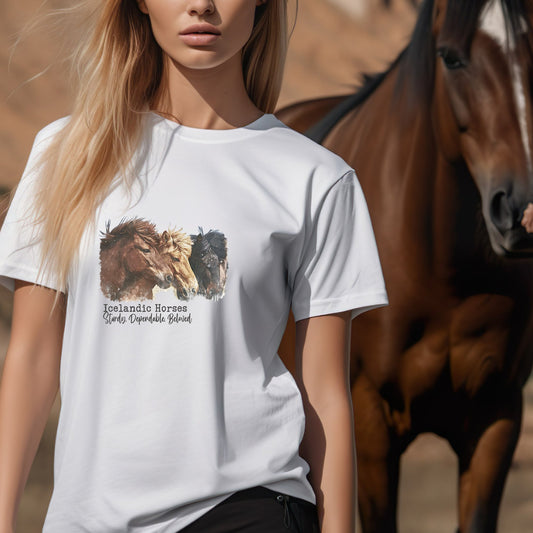 Icelandic Horses T-shirt, Iceland Pony Owners, Horse Watercolor, Beloved Imported Ice land Horse, Gift for Horse Lover, Her - Him Gift - FlooredByArt