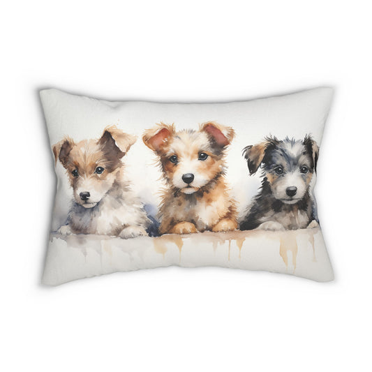 Jack Russell Puppy Dogs Lumbar Pillow, Lovely Adorable Puppies for your Decor, Unique Home Decor Accent Pillow, Elegant enough for Any Decor - FlooredByArt