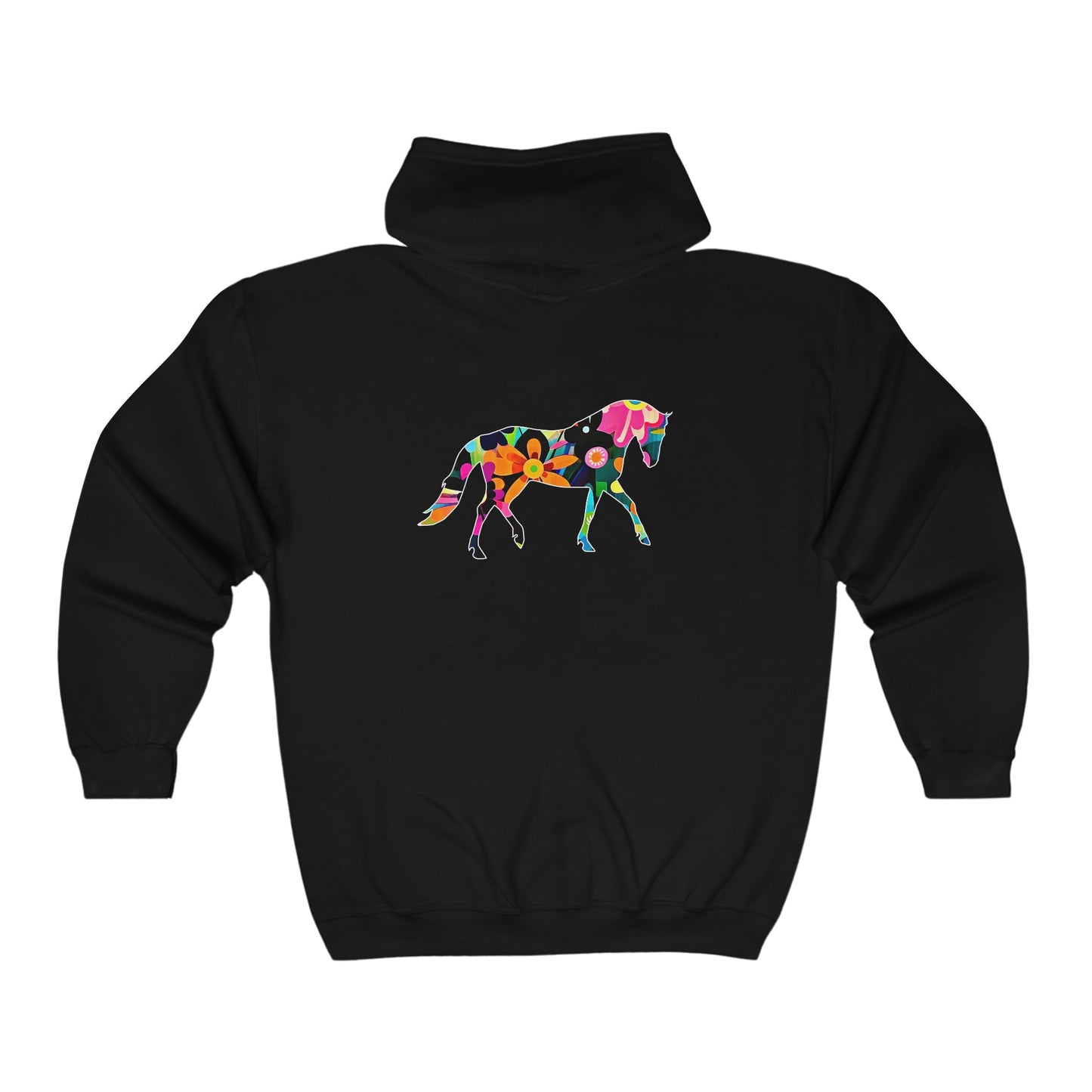 Ladies Horse Full Zip Hoodie Jacket, Adult / Youth - FlooredByArt