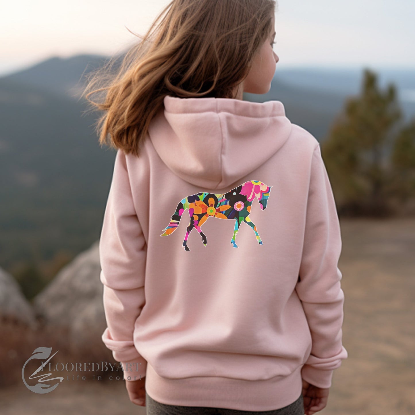 Ladies Horse Full Zip Hoodie Jacket, Adult / Youth - FlooredByArt