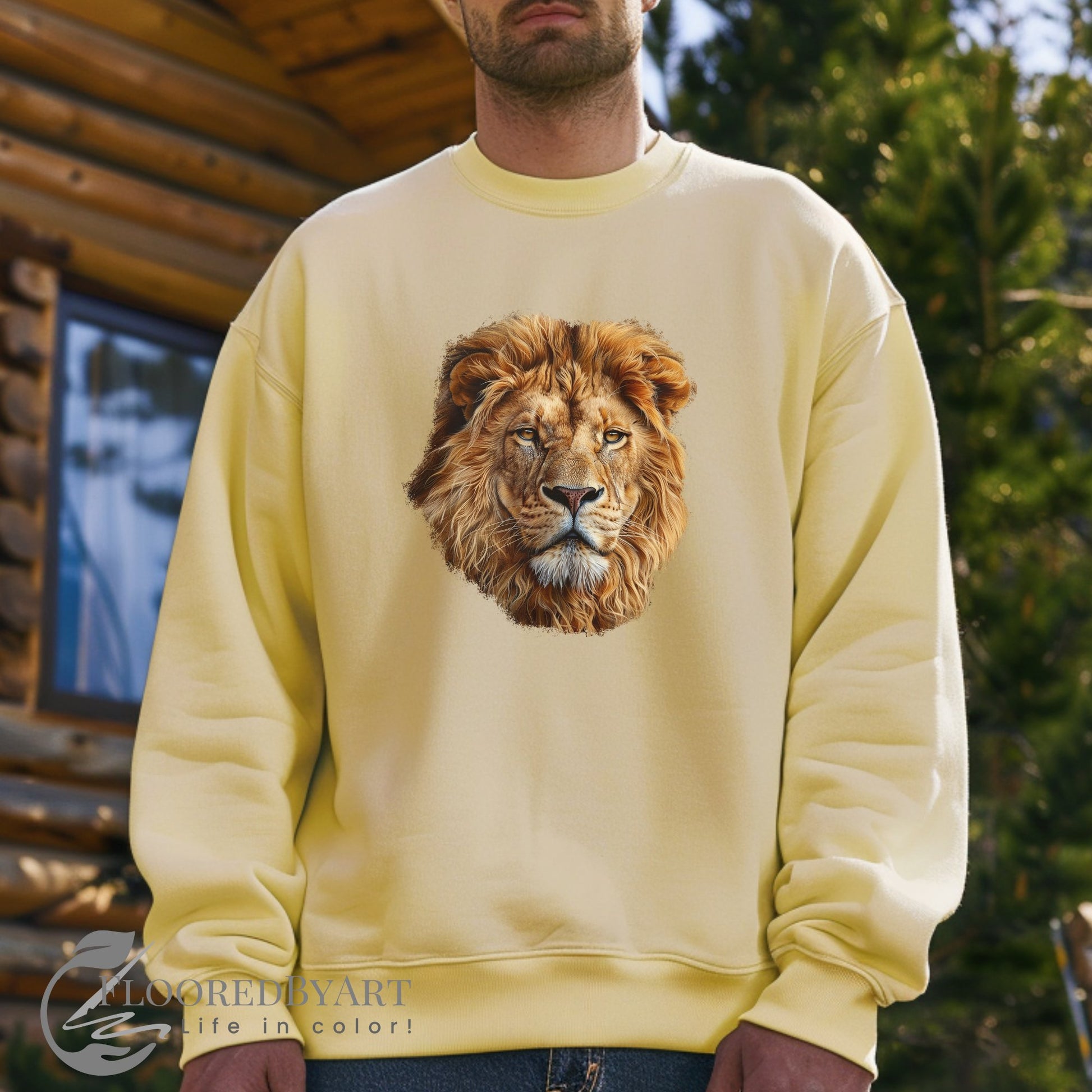Lion Shirt, Comfort Color Sweatshirt, Wildlife Shirt for Lion Lover - FlooredByArt