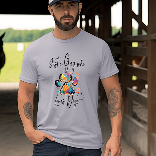Mens Dog T-shirt, Just A Guy Who Loves Dogs T-shirt For Dog Lovers - FlooredByArt