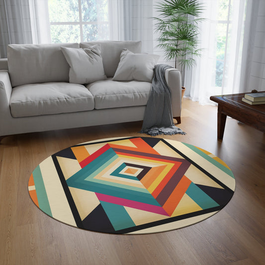 Mid Century Modern Style Contemporary Art Rug - Diamond Geometric Earth Tones Blanket - FlooredByArt