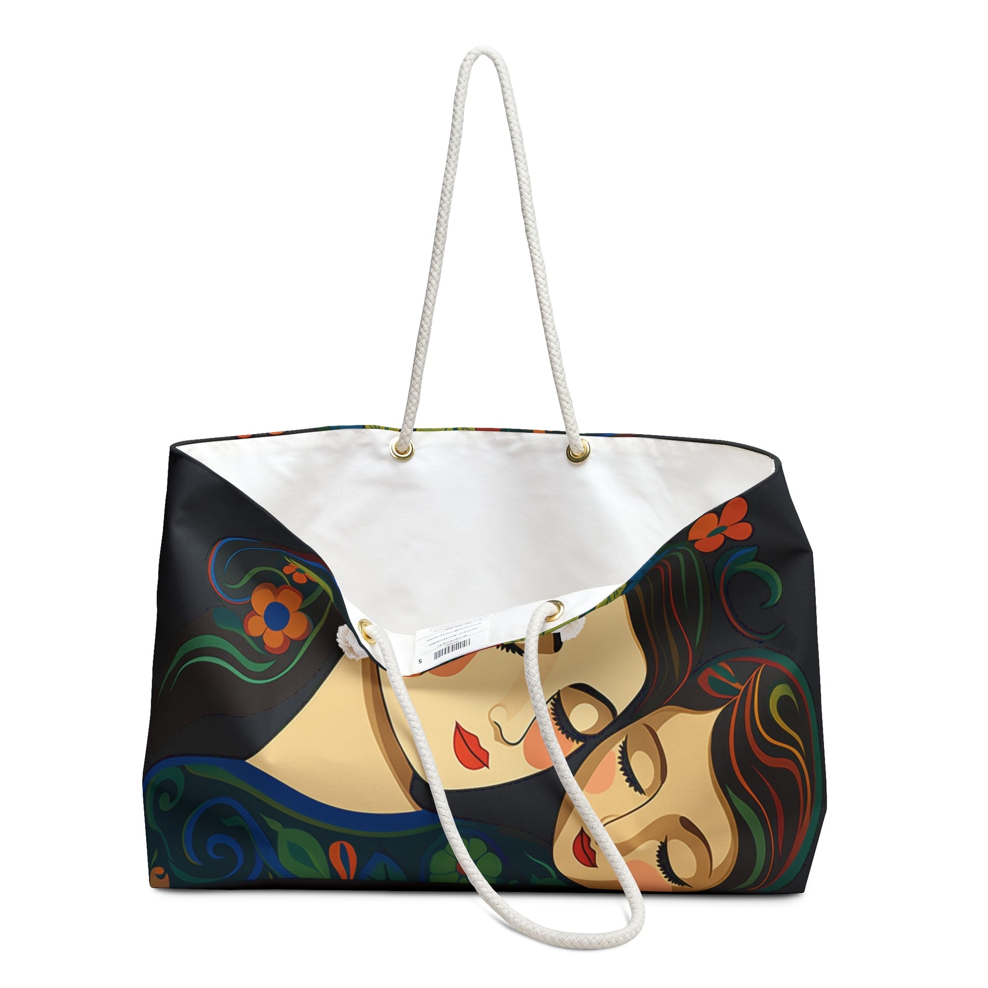 Mother Weekender Tote, Mom and Child in a Madonna Pose, Stylized Illustration, Unique Art Work - FlooredByArt