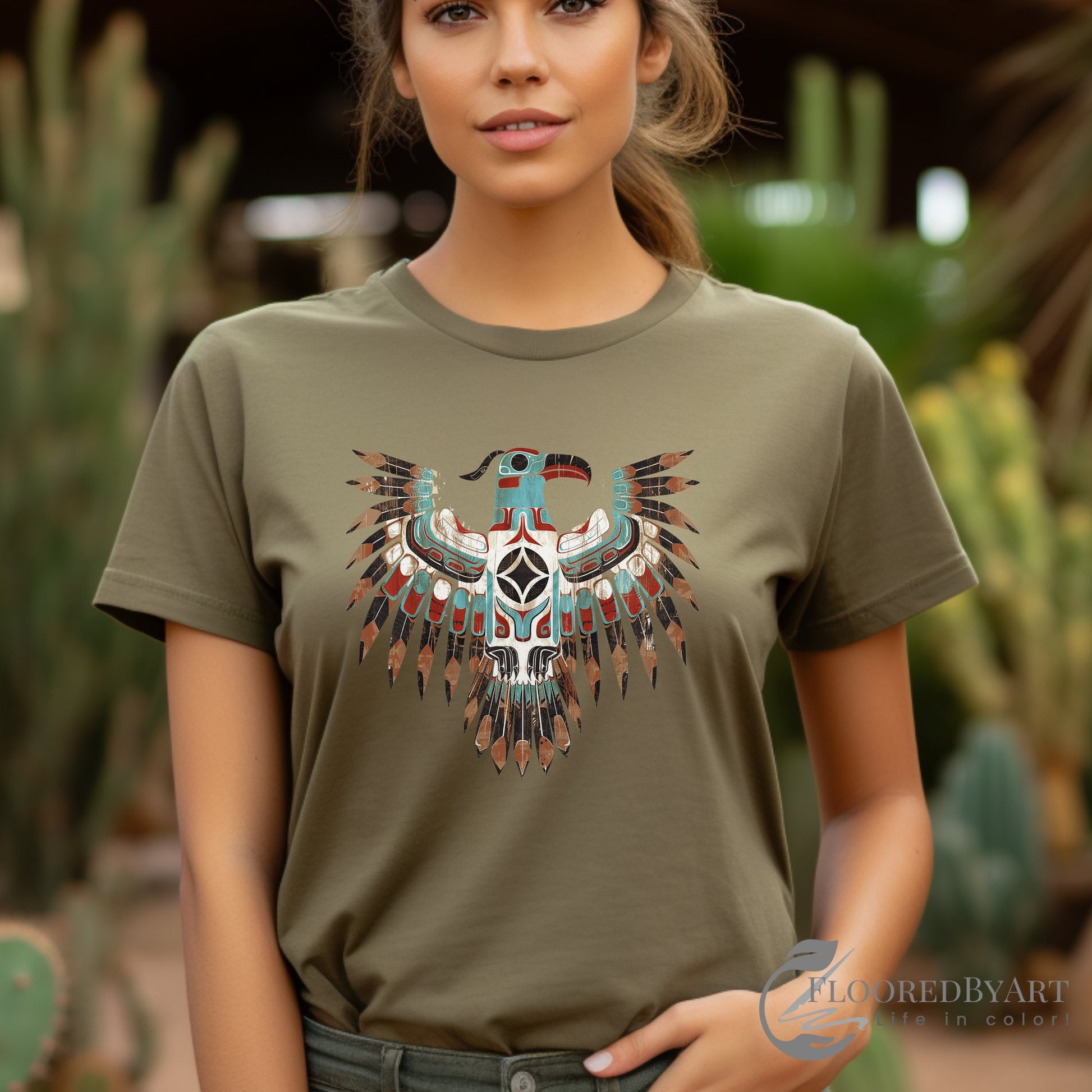 Native American Style Thunderbird Art Tee Shirt, Original Art - FlooredByArt