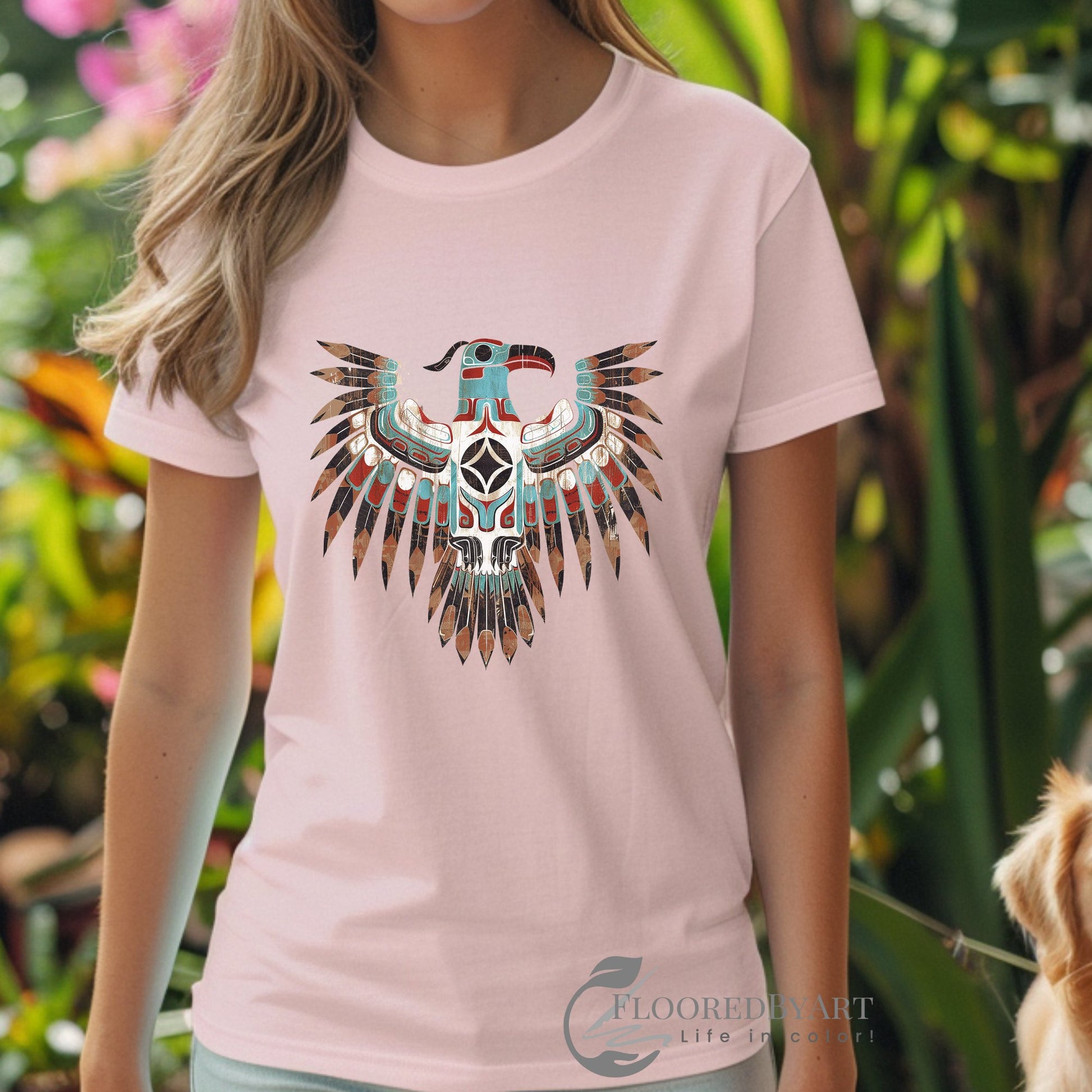Native American Style Thunderbird Art Tee Shirt, Original Art - FlooredByArt