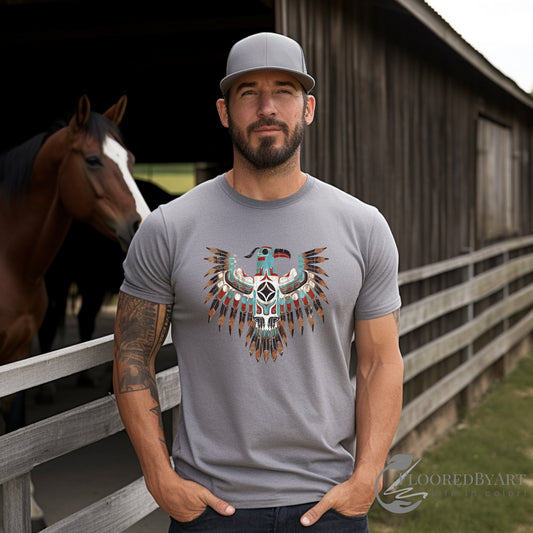 Native American Style Thunderbird Art Tee Shirt, Original Art - FlooredByArt