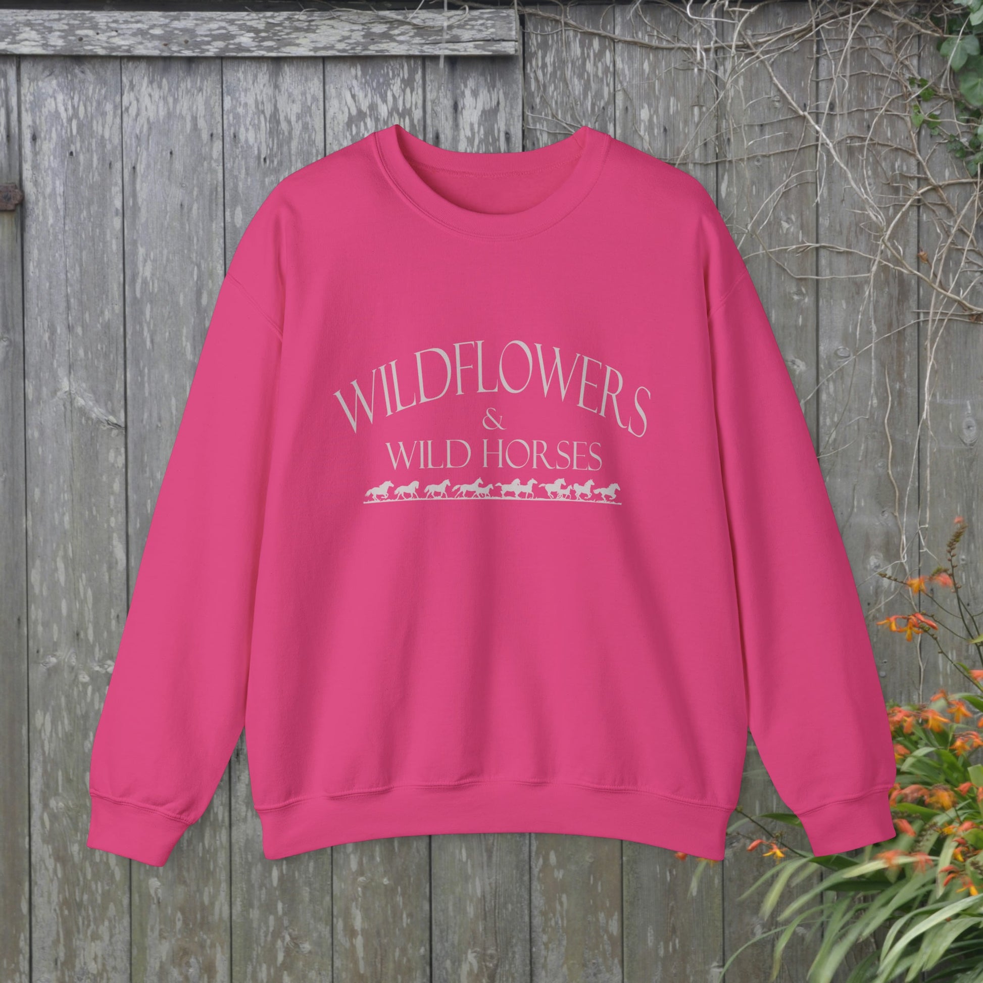 Original Country Songs Wildflowers and Wild Horses, Crewneck Sweatshirt, Rodeo Nights - FlooredByArt