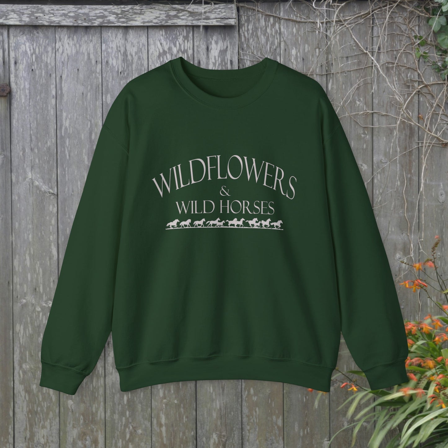 Original Country Songs Wildflowers and Wild Horses, Crewneck Sweatshirt, Rodeo Nights - FlooredByArt