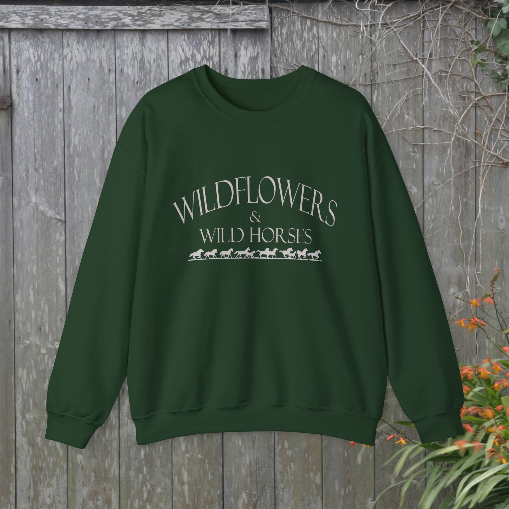 Original Country Songs Wildflowers and Wild Horses, Crewneck Sweatshirt, Rodeo Nights - FlooredByArt