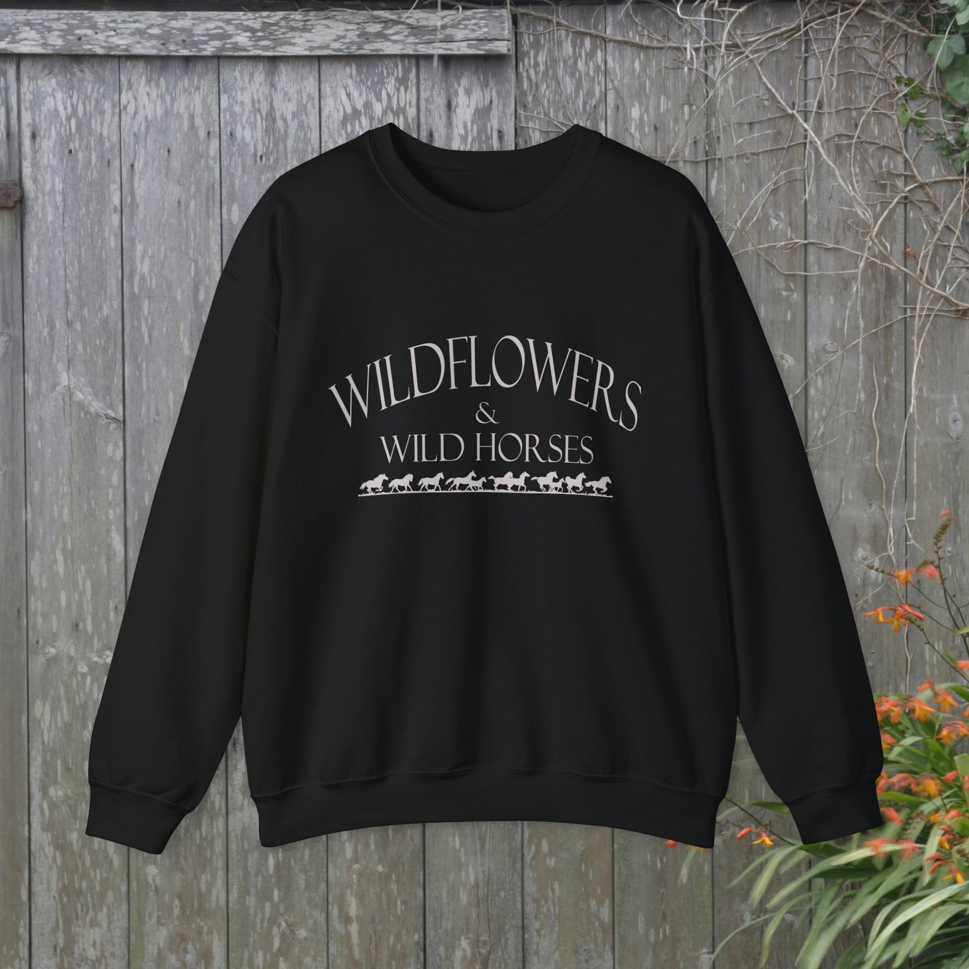 Original Country Songs Wildflowers and Wild Horses, Crewneck Sweatshirt, Rodeo Nights - FlooredByArt