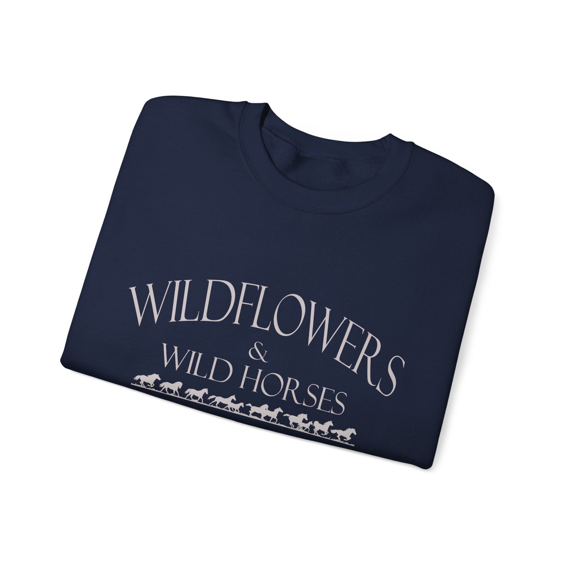 Original Country Songs Wildflowers and Wild Horses, Crewneck Sweatshirt, Rodeo Nights - FlooredByArt