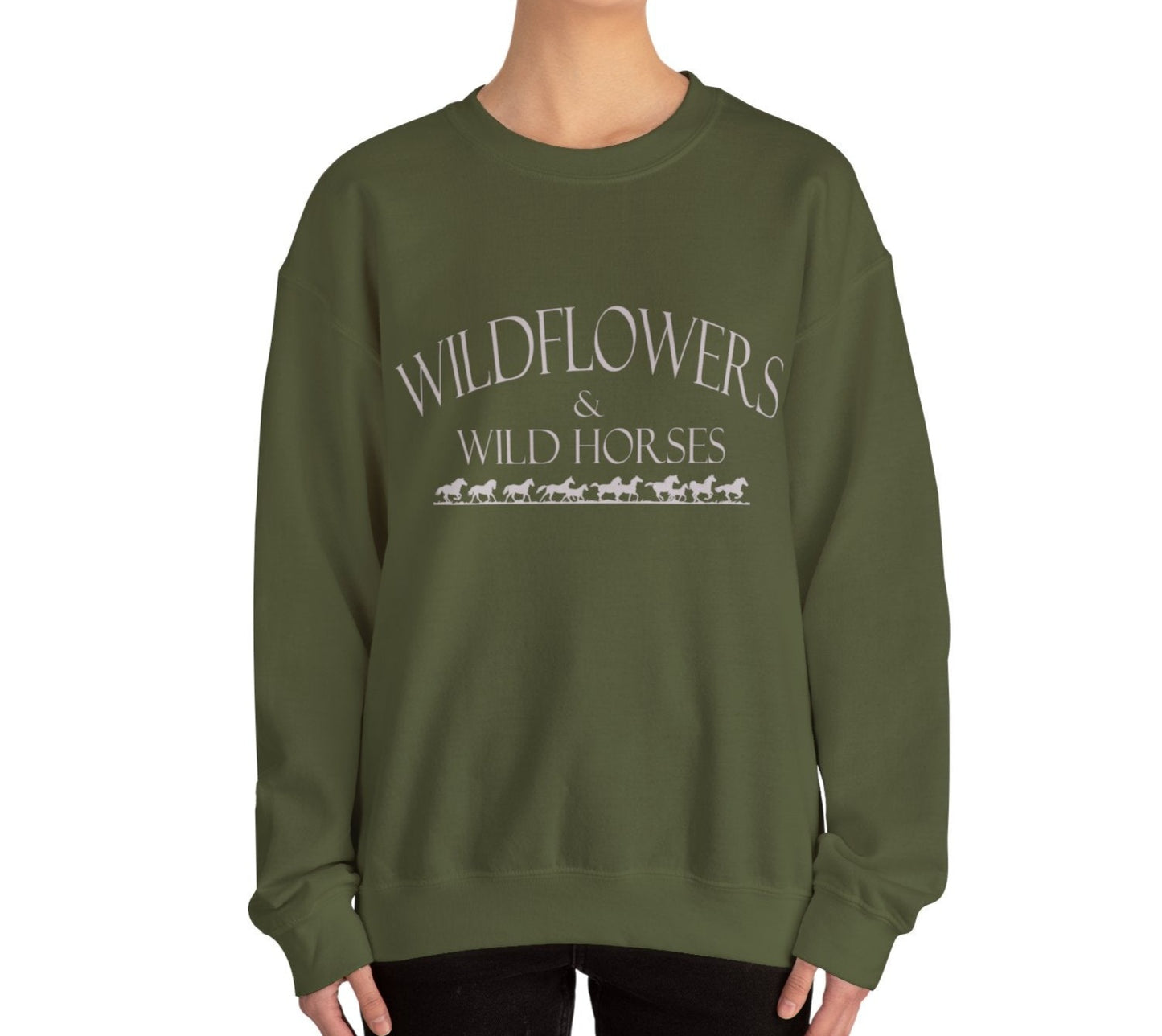 Original Country Songs Wildflowers and Wild Horses, Crewneck Sweatshirt, Rodeo Nights - FlooredByArt