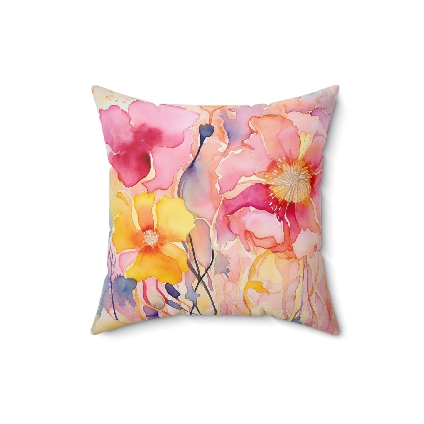 Original Wildflower Pillow #3, Watercolor, Bright Colors Pillows Set, Floral - FlooredByArt