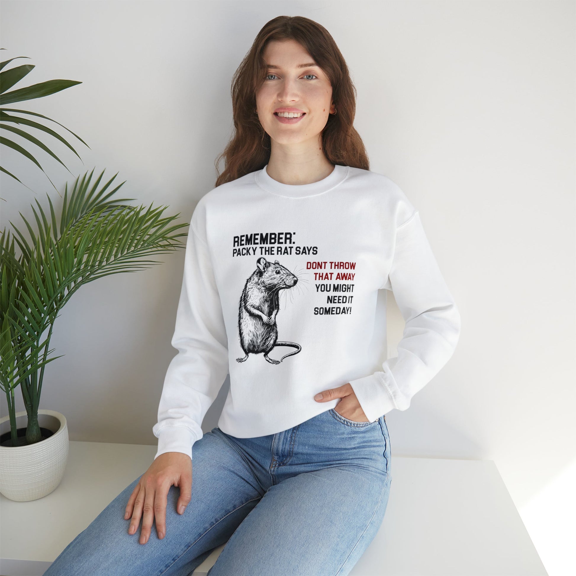 Pack Rat Sweatshirt, Recycle Tee, Packy the Rat Says Shirt, Funny Pack Rat - FlooredByArt