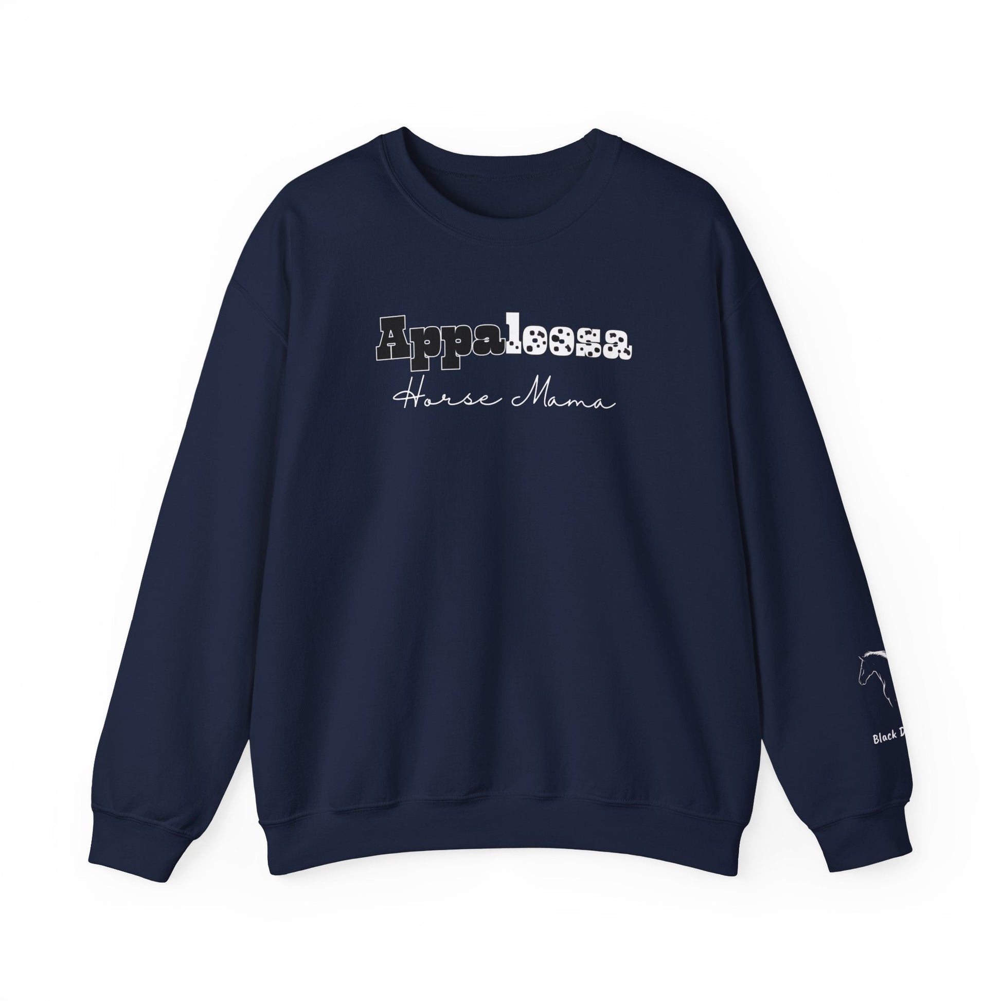 Personalized Appaloosa Horse Mama Sweatshirt with Horse Name on Sleeve - FlooredByArt