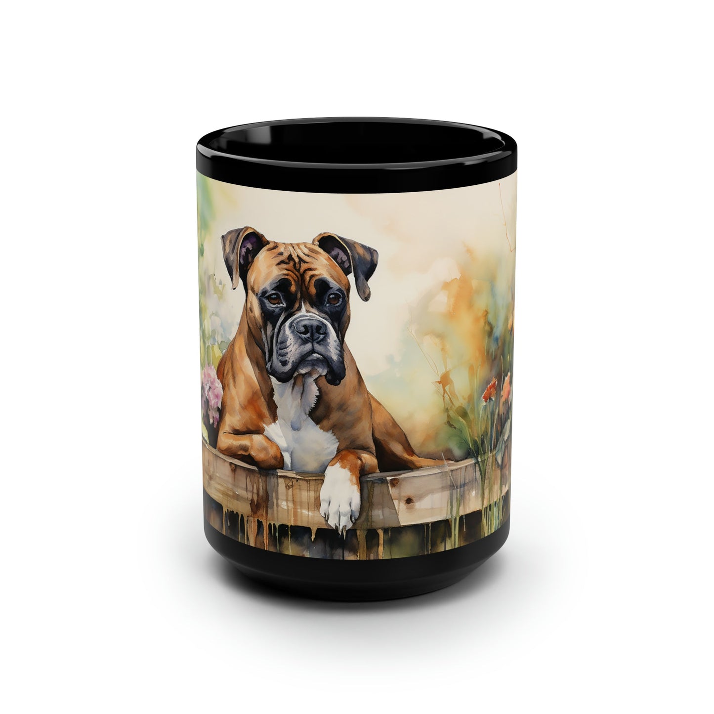 Personalized Boxer Mug, Watercolor Dog Painting, Dog Lover Gift, Digital Pet Portrait, Pet Painting, Coffee Mug, Dog Dad Gift, Cat Dad - FlooredByArt