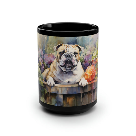 Personalized Bulldog Mug, Watercolor Digital Art Painting 15 oz - FlooredByArt