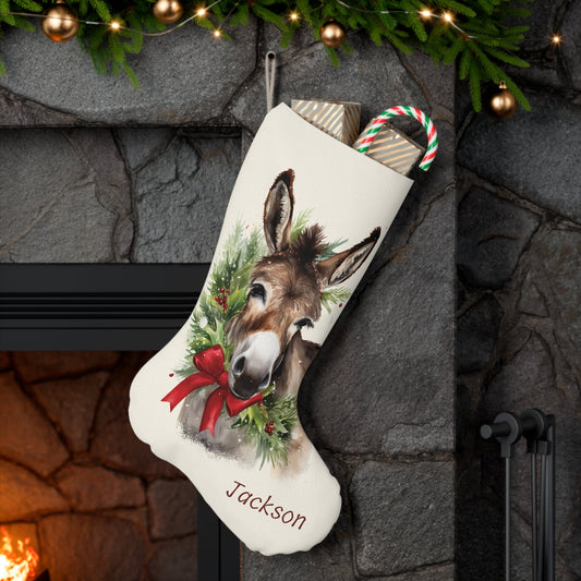 Personalized Christmas Mules Christmas Stocking #3, Extra Large Holiday Stocking, Early Family Christmas Gift Decor, Unique Gift Idea - FlooredByArt