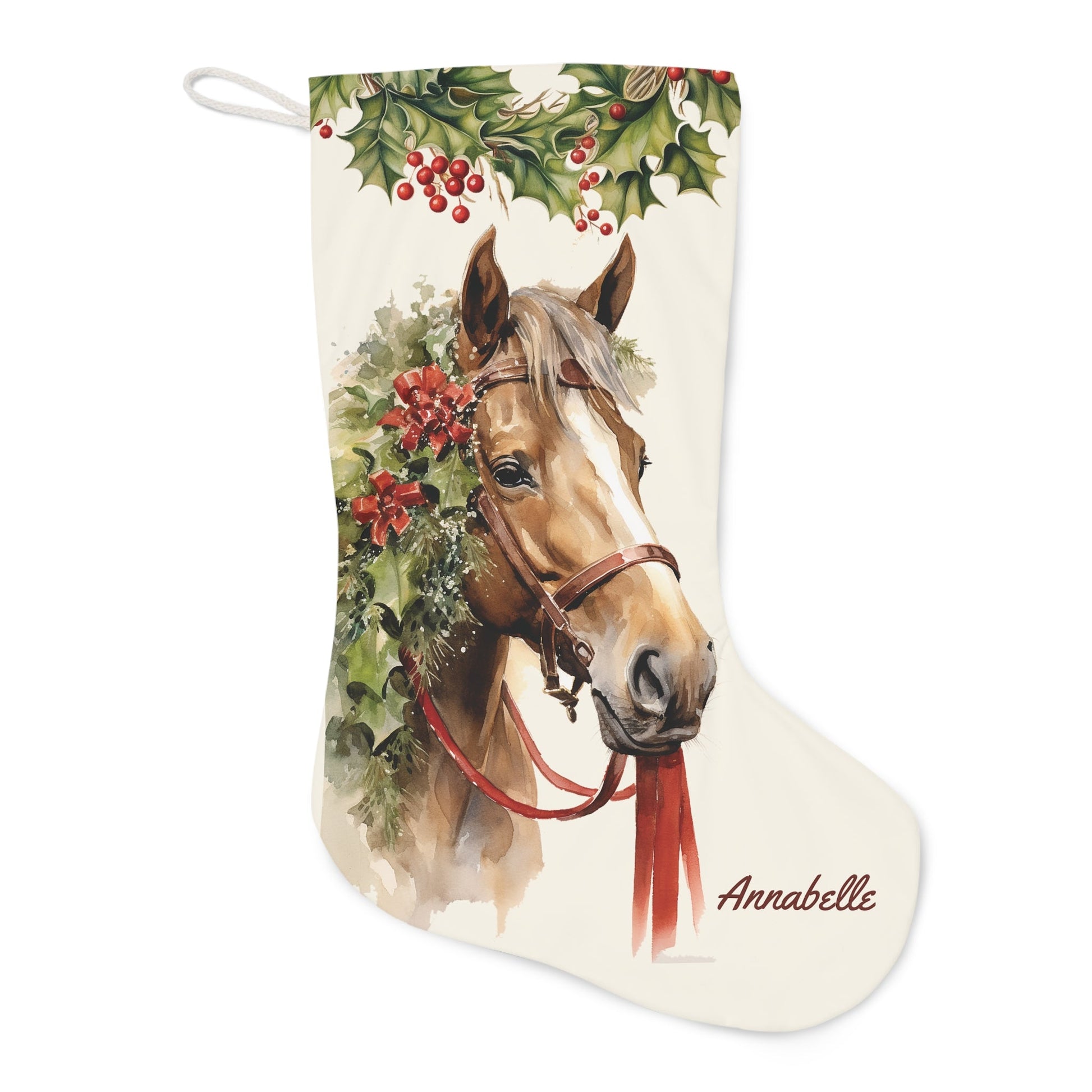Personalized Christmas Shetland Pony Christmas Stocking, Extra Large Holiday Stocking, - FlooredByArt