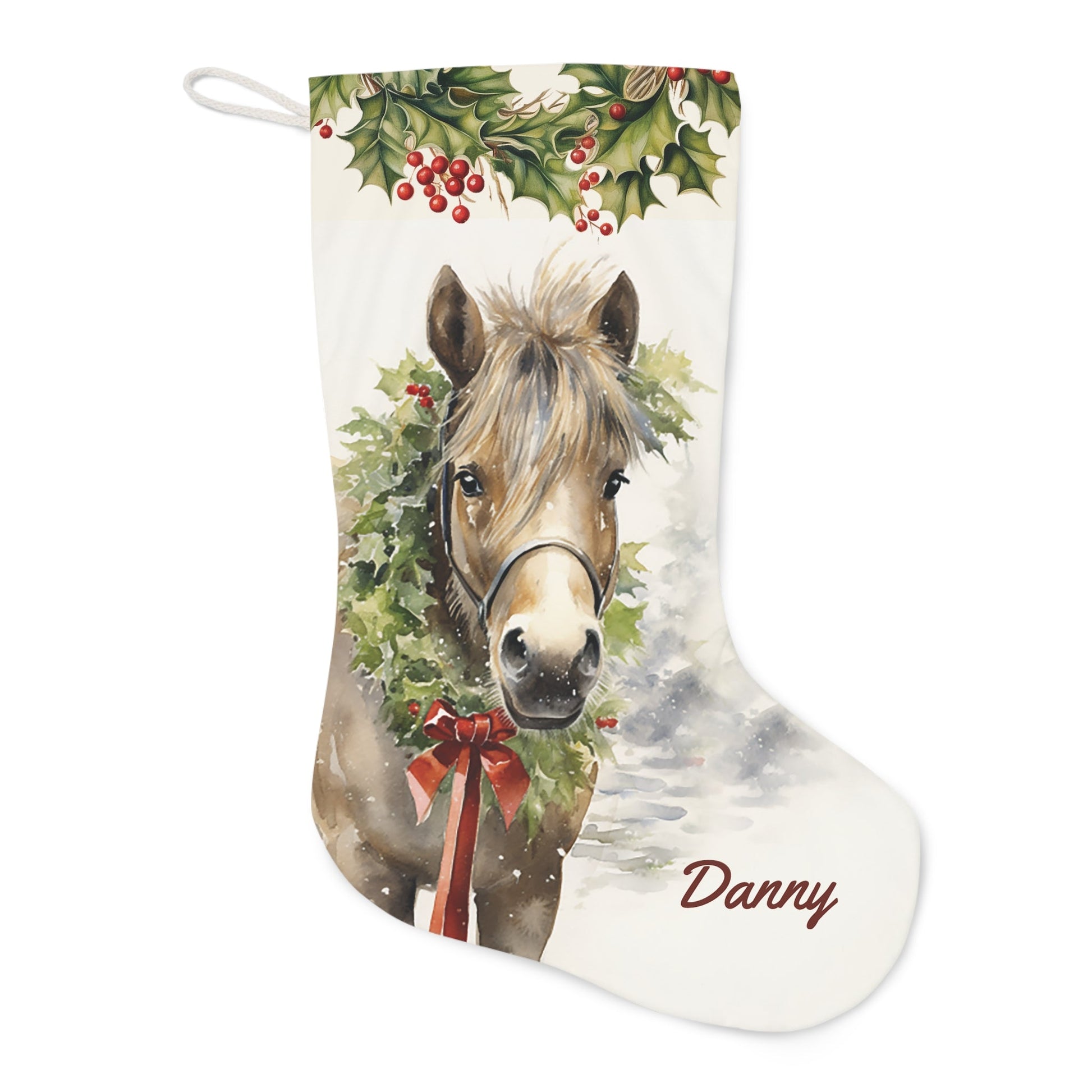 Personalized Fluffy Shetland Pony Christmas Stocking, Extra Large Holiday Stocking - FlooredByArt