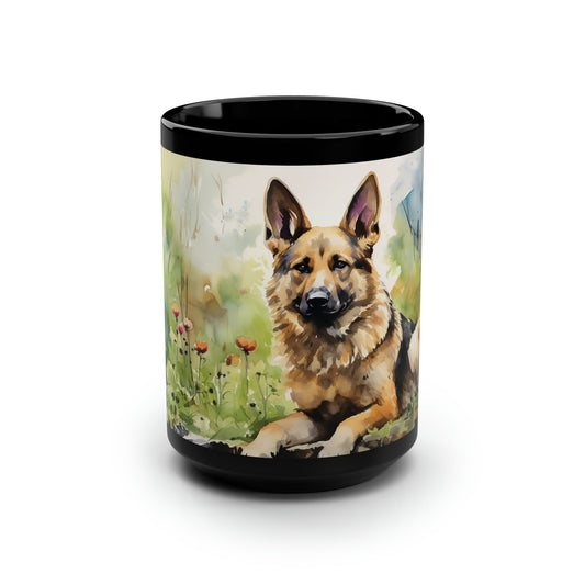 Personalized German Shepard Mug, Watercolor Painting, Dog Lover Gift - FlooredByArt