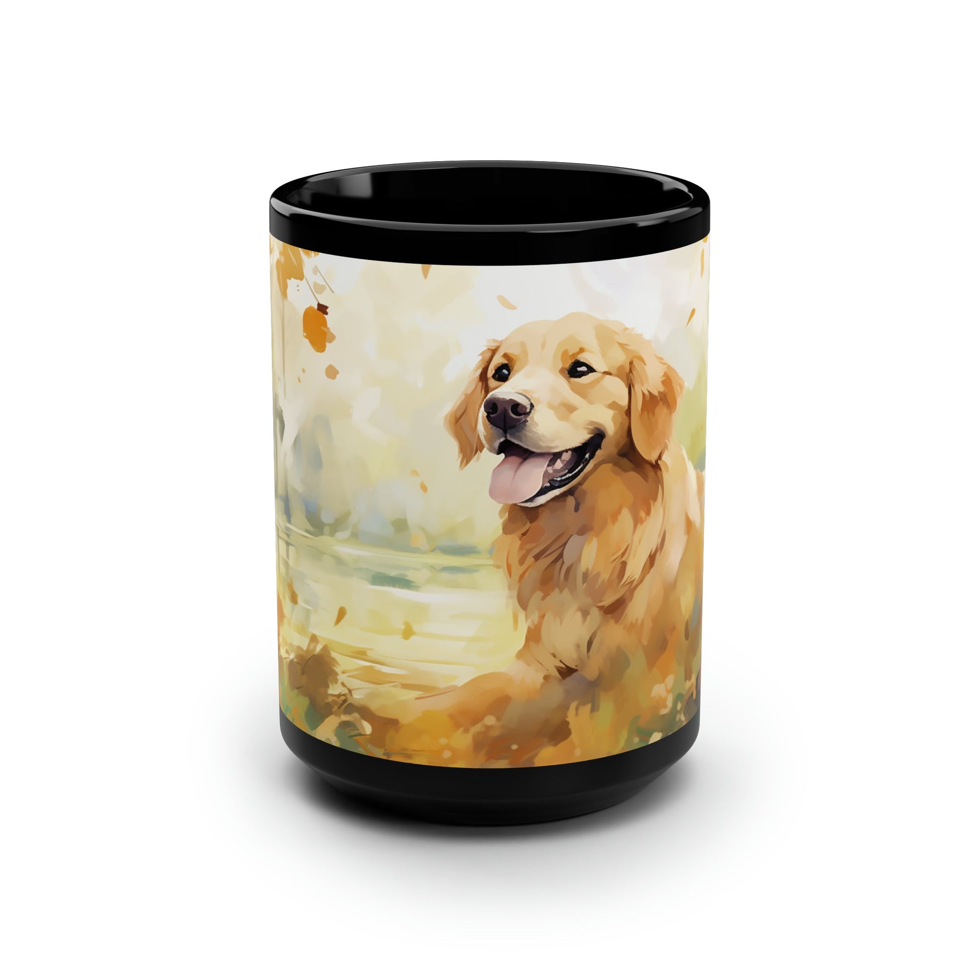 Personalized Golden Retriever Mug, Watercolor Painting on 15 oz mug - FlooredByArt