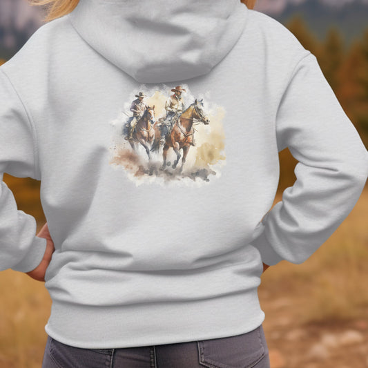 Personalized Horse Hoodie, Full Zip Western Jacket, Horse Lover Gift - FlooredByArt