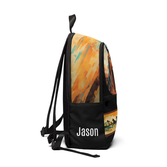 Personalized Mustang Horse Backpack, Fashionable Unisex Bookbag - FlooredByArt