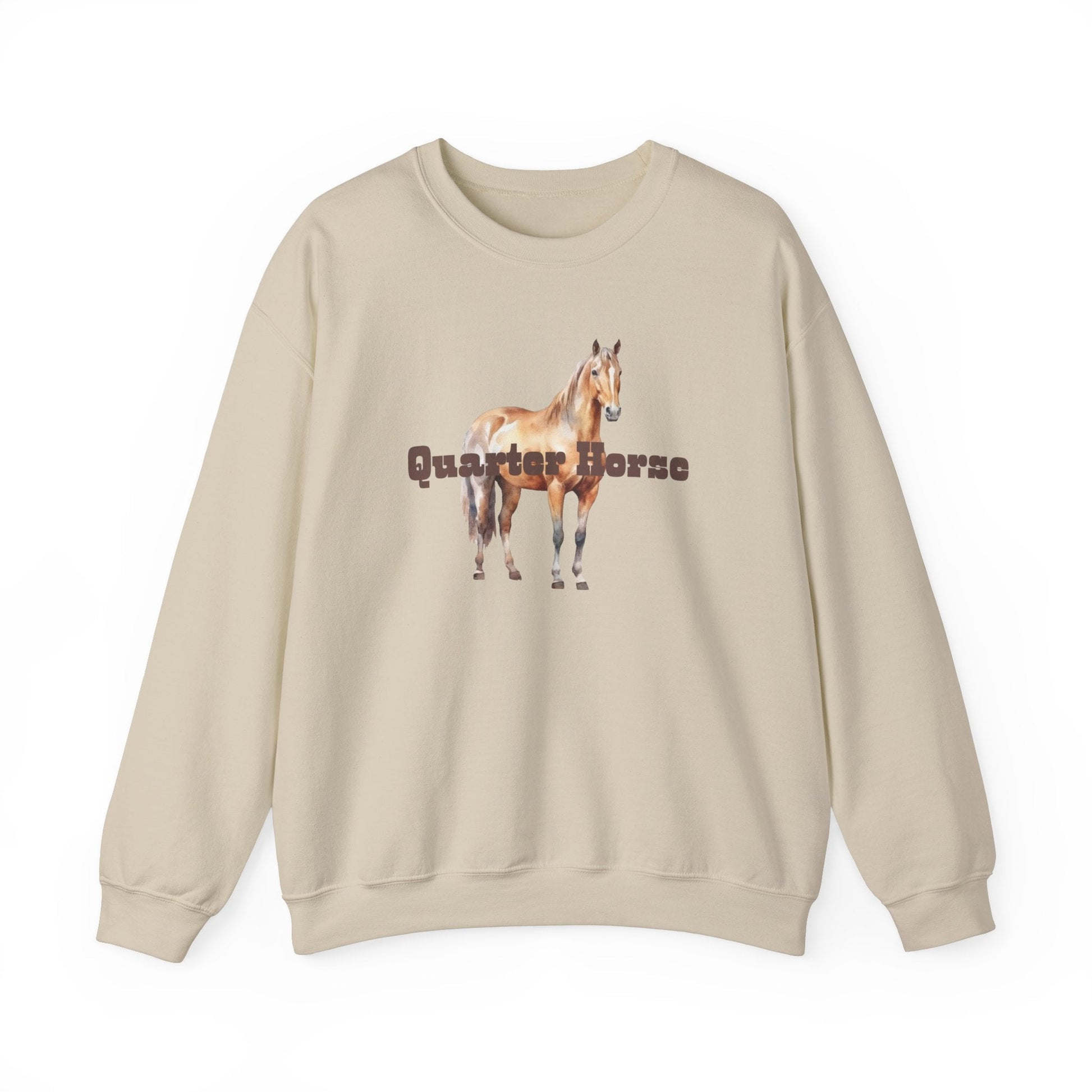 Personalized Quarter Horse Mama Sweatshirt with Horse Name on Sleeve, Mothers Day Gift, Birthday Gift, Unique Horse Gift, Horse Owner - FlooredByArt