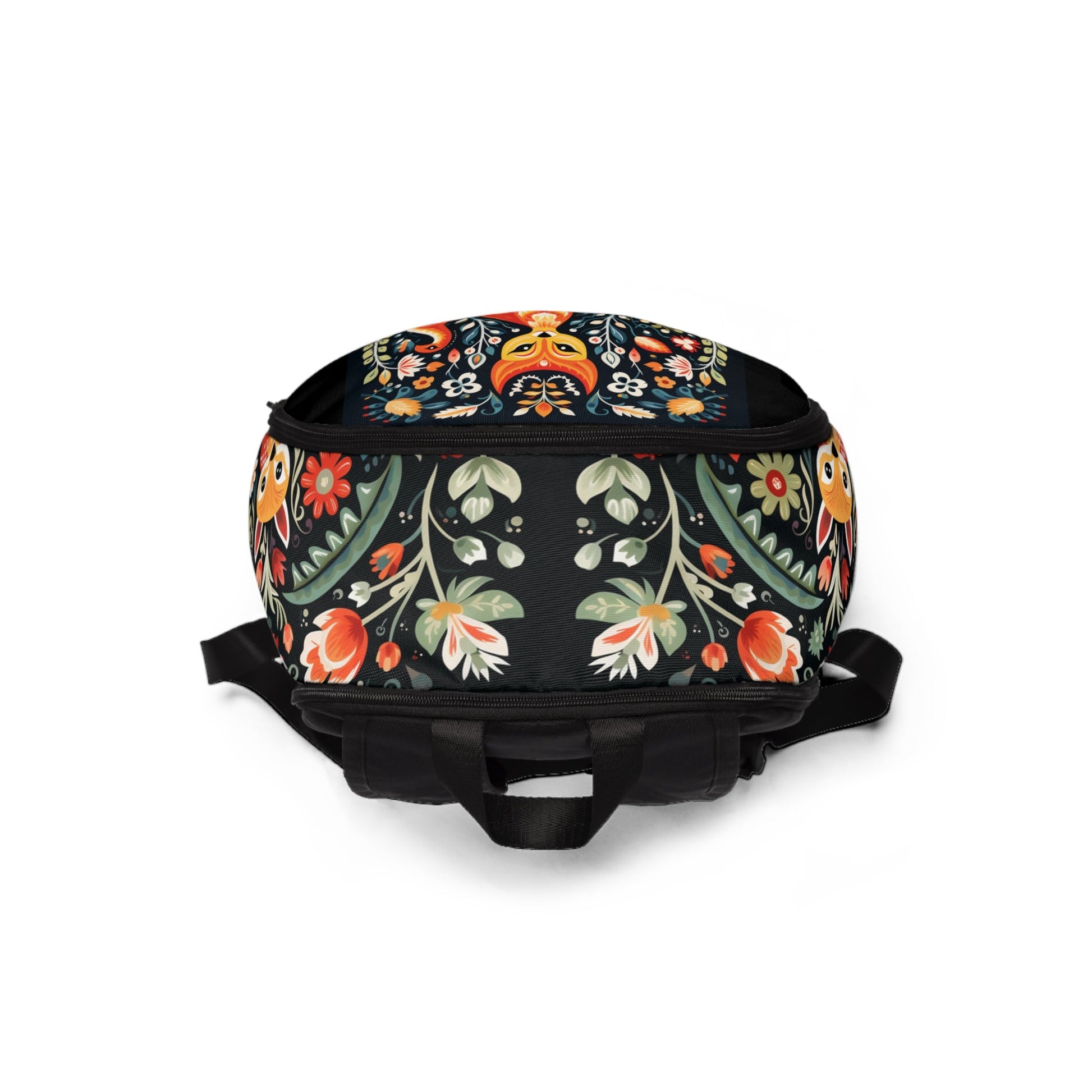 Personalized Scandinavian Folk Art Wildlife Backpack, Fashionable Bookbag - FlooredByArt