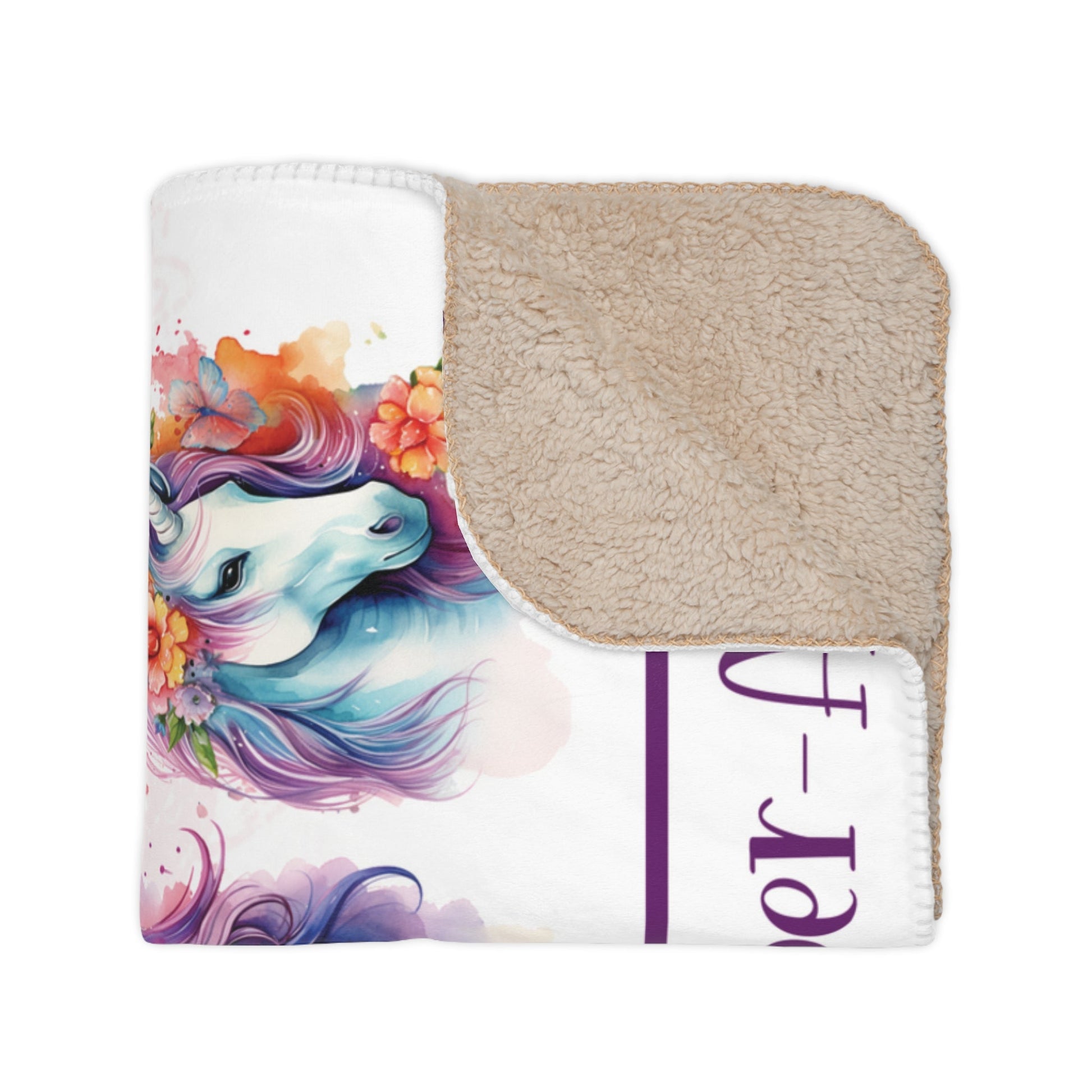 Personalized Sweet Dream Unicorn Sherpa Blanket - 50" x 60" - Cozy and Stylish - FlooredByArt