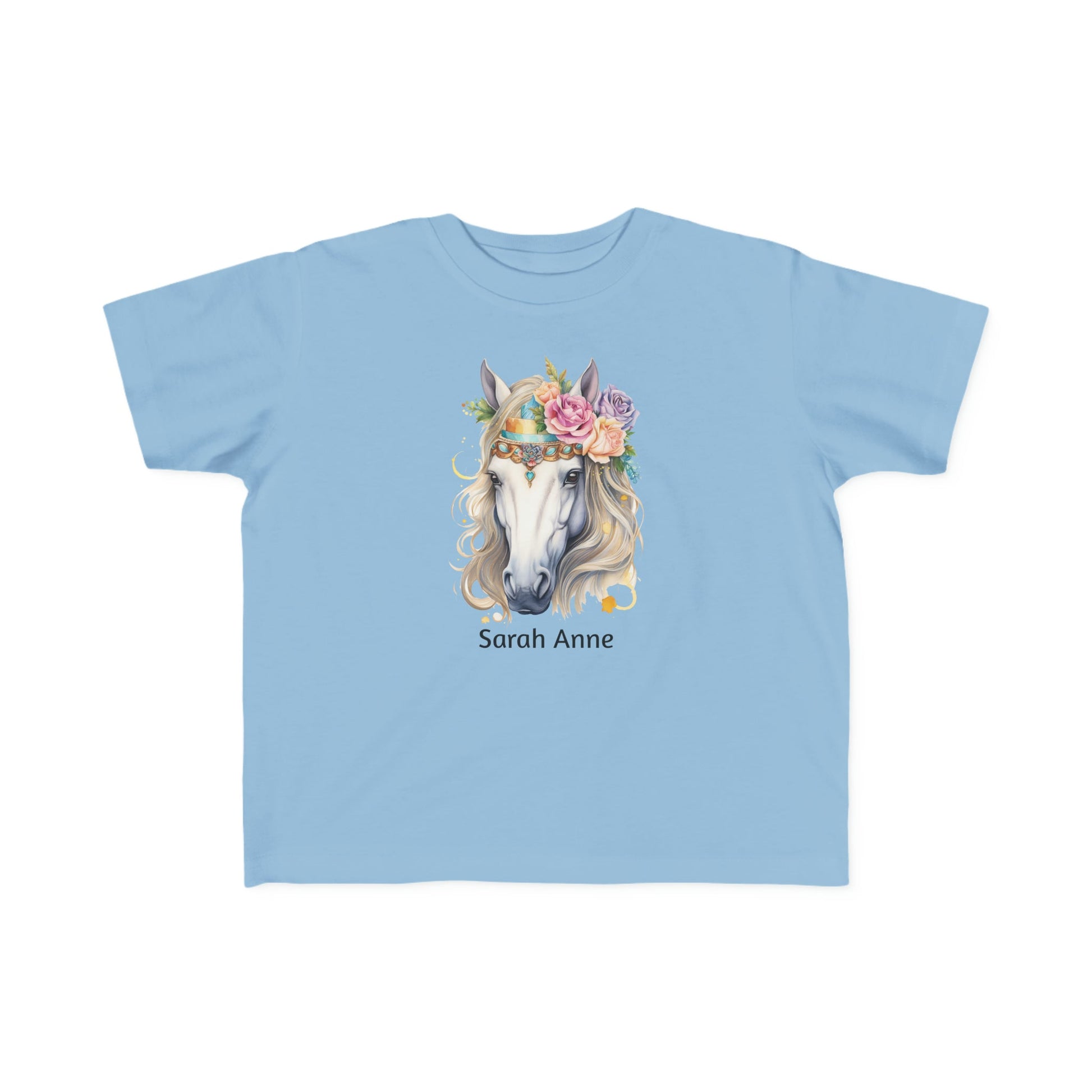 Personalized Toddler Girl Horse Shirt - Horse Youth or Toddler Cotton Tees for Horse Lover Girls - FlooredByArt