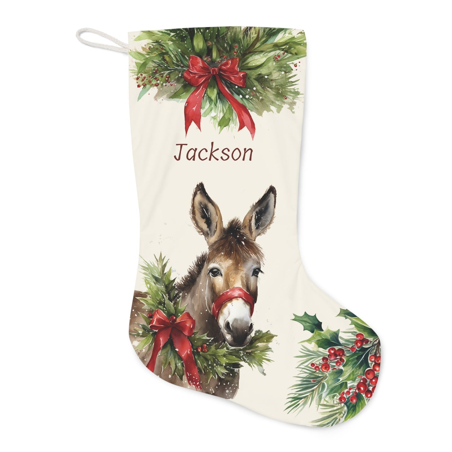 Personalized Unique Donkey / Mules Christmas Stocking #1, Extra Large Holiday Stocking, - FlooredByArt