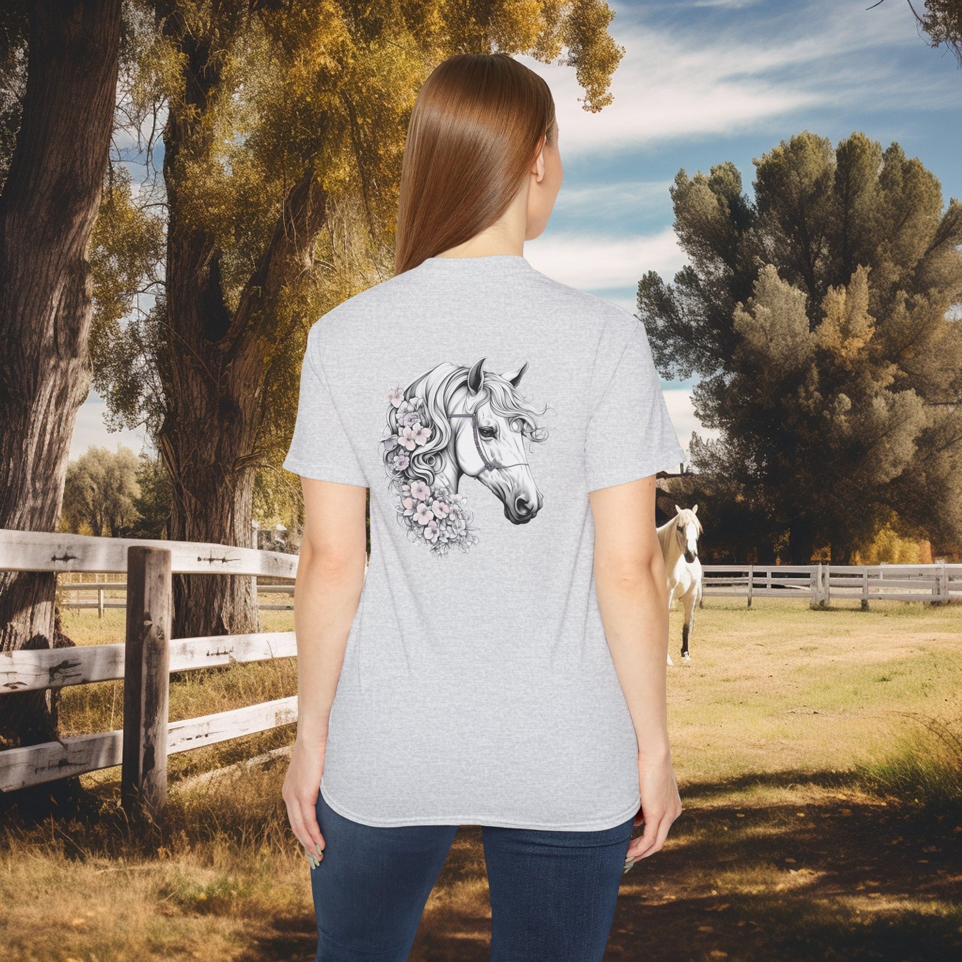 Personalized White Horse Hoodie, Full Zip Wedding Style Jacket, Romatic Horse with Flowers - FlooredByArt