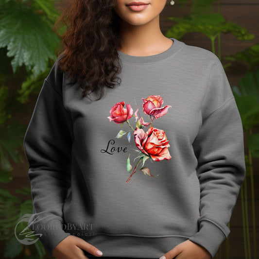 Personalized Womens Valentines Day Sweatshirt, Custom Conversation Roses Shirt - FlooredByArt