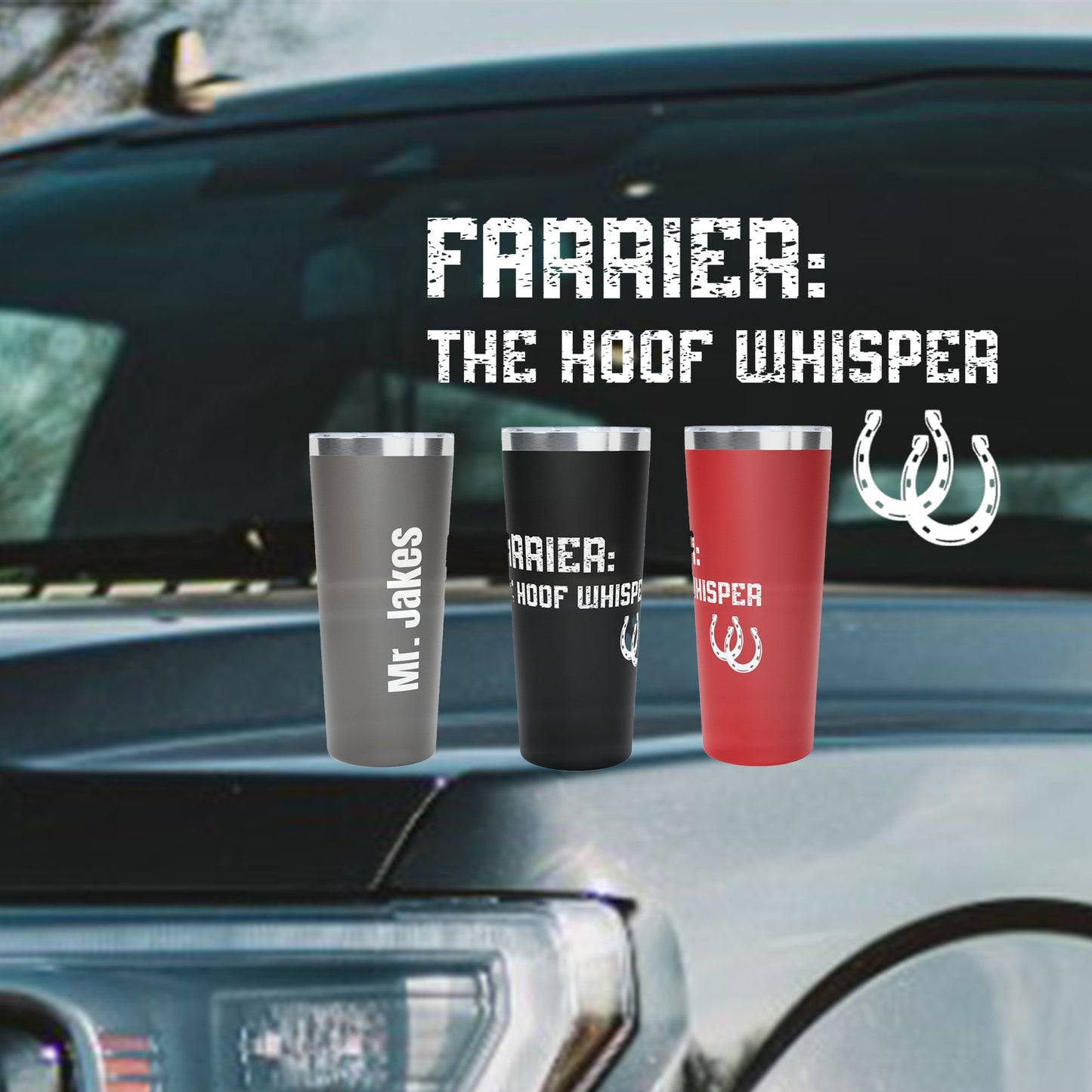 Professional Farrier 22 oz Personalized Tumbler, The Hoof Whisperer, Horseshoer Mug - FlooredByArt