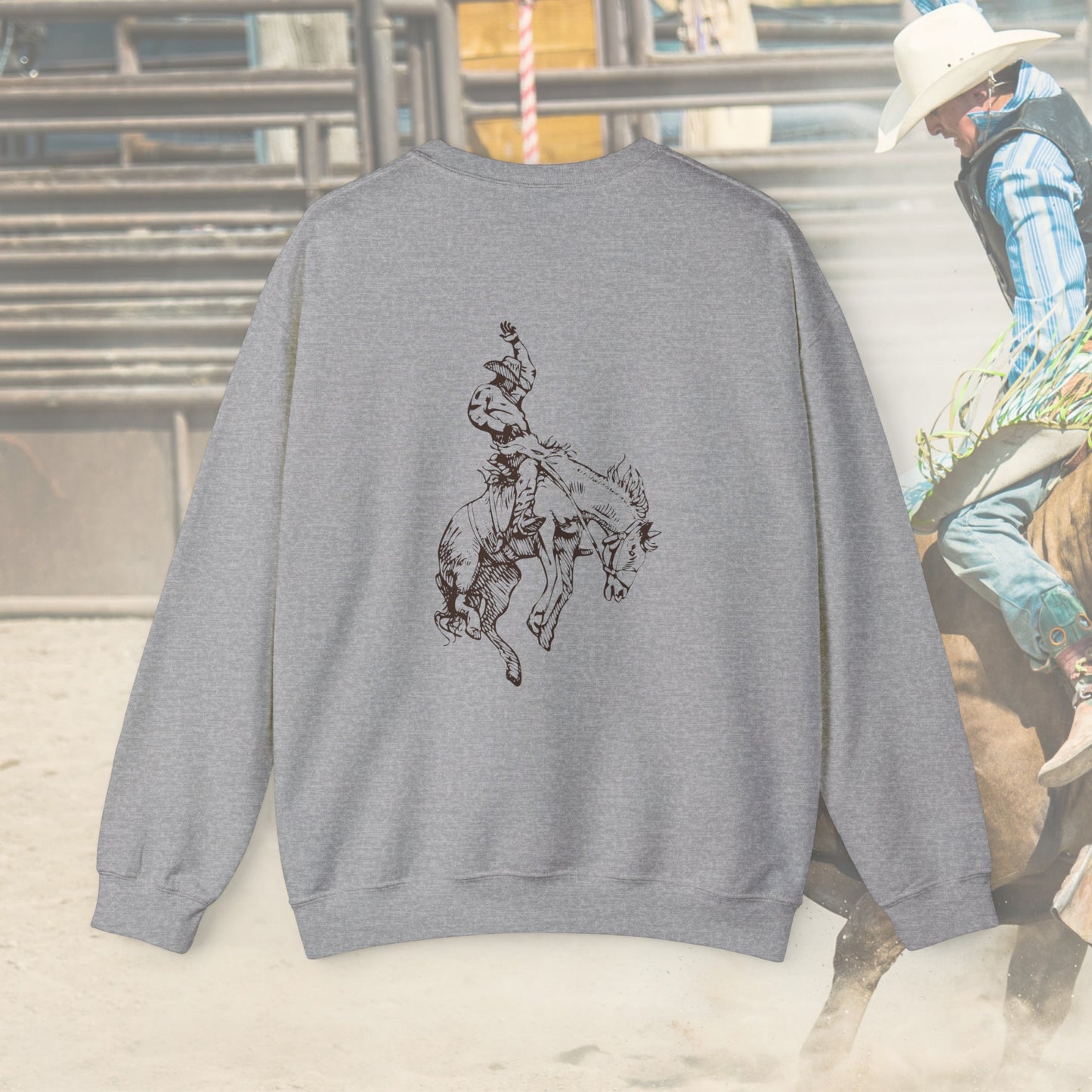 Rodeo Bronc Horses Sweatshirt, Tough Enough Crewneck Shirt, Rodeo Western Tee for Cowboy - FlooredByArt