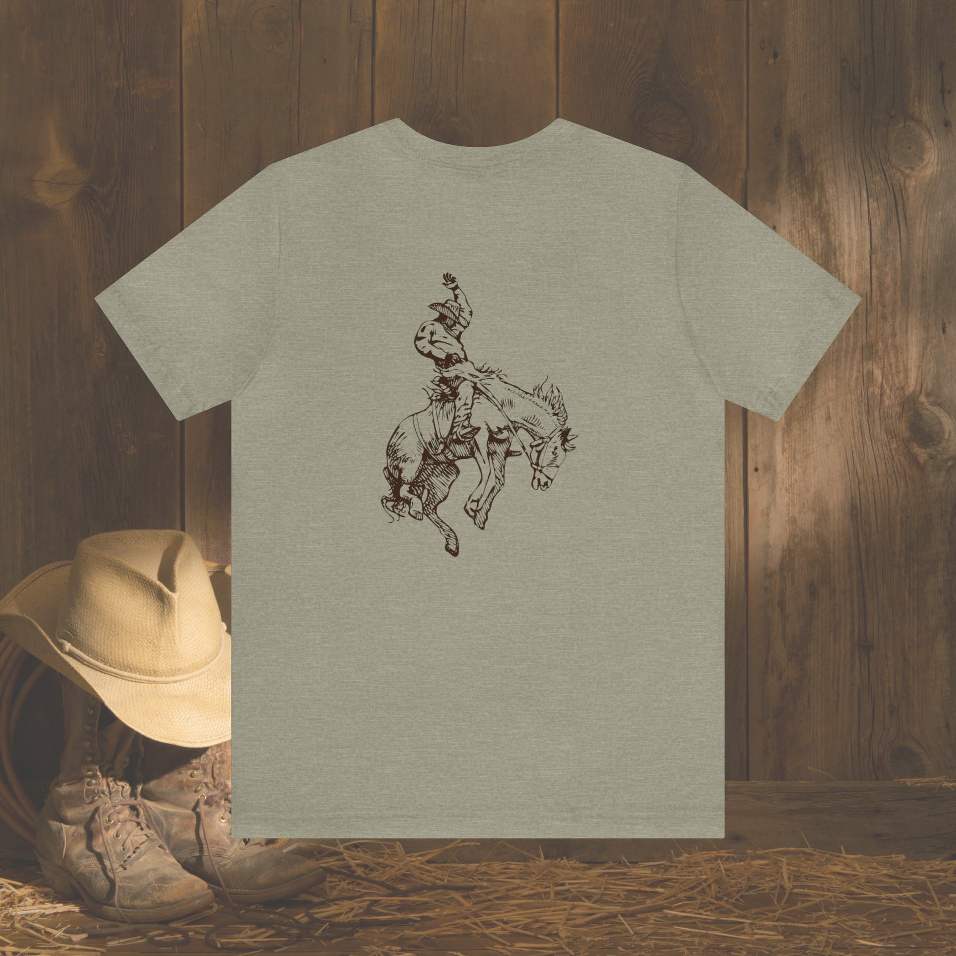Rodeo Bronc Horses T-shirt, Men's Tough Enough Rodeo Western Shirt for Cowboy - FlooredByArt