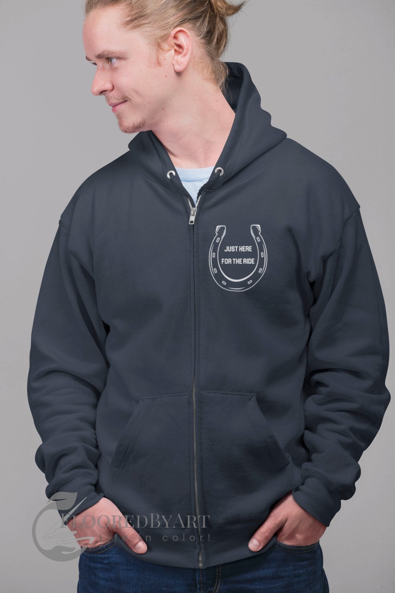 Rodeo Cowboy Full Zip Jacket Rodeo Bronco Horse Rider Hoodie - FlooredByArt