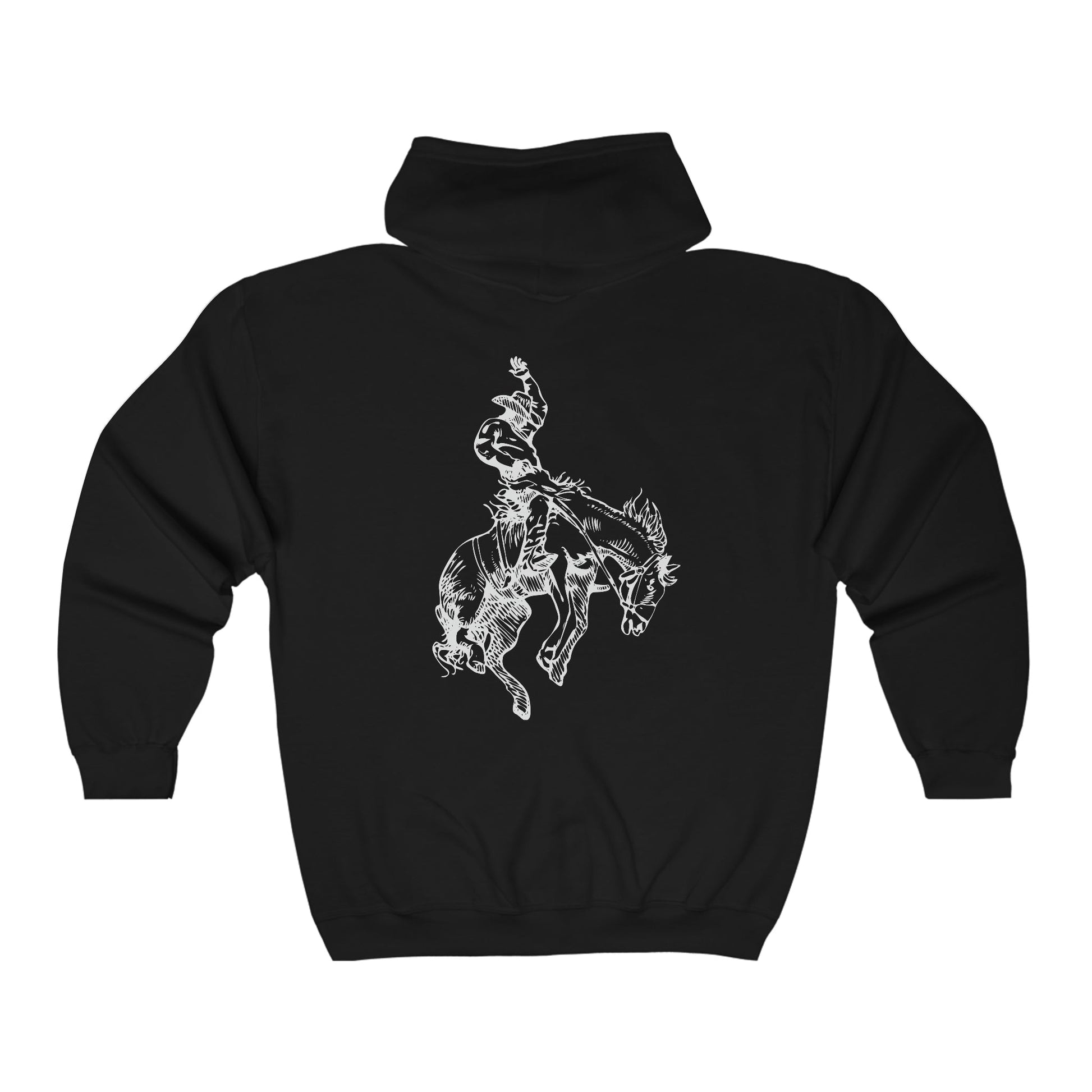 Rodeo Cowboy Full Zip Jacket Rodeo Bronco Horse Rider Hoodie - FlooredByArt