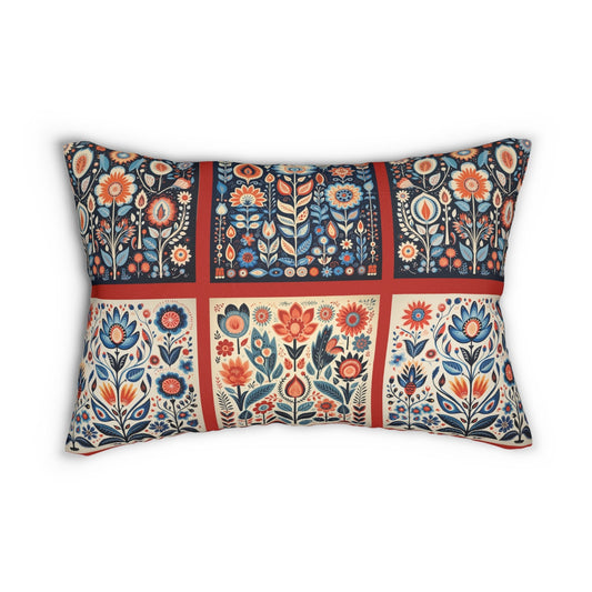 Scandi Folk Art Lumbar Pillows, Boho Scandinavian Folk Art Styling Wedding Gift - FlooredByArt