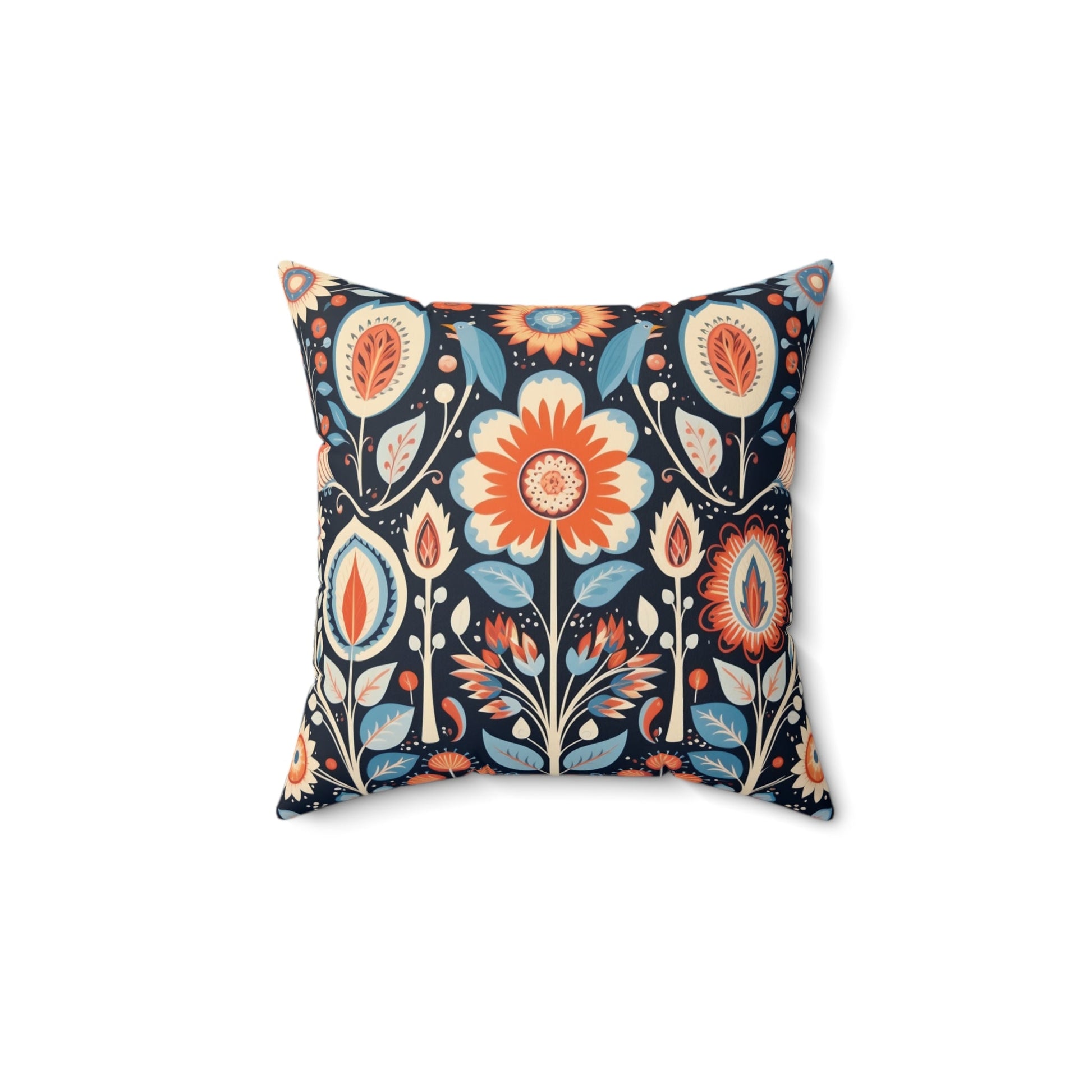 Scandi Folk Art Pillow - Decorative Scandi Folk Art Boho Print, Throw Pillow - FlooredByArt
