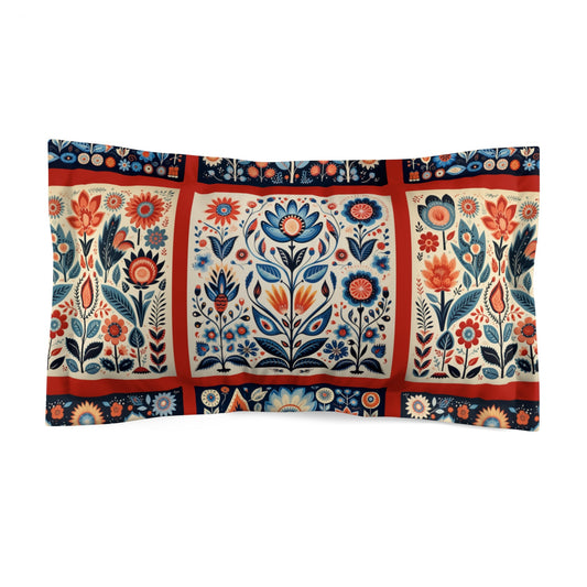 Scandi Folk Art Pillow Sham, Scandinavian Folk Art, King or Standard size - FlooredByArt