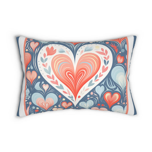 Scandi Folk Art Throw Pillow, Custom Pillow With Lovely Heart - FlooredByArt