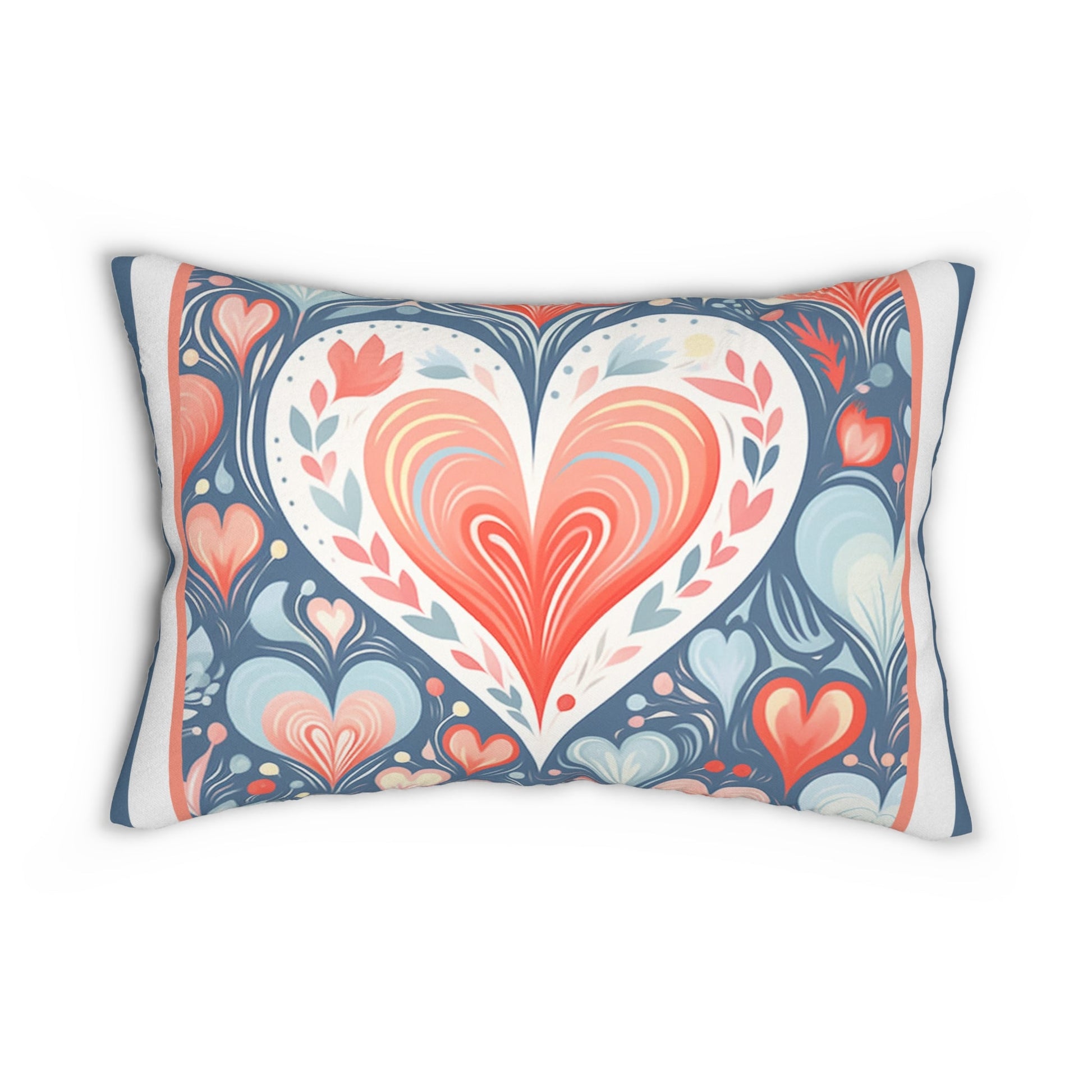 Scandi Folk Art Throw Pillow, Custom Pillow With Lovely Heart - FlooredByArt